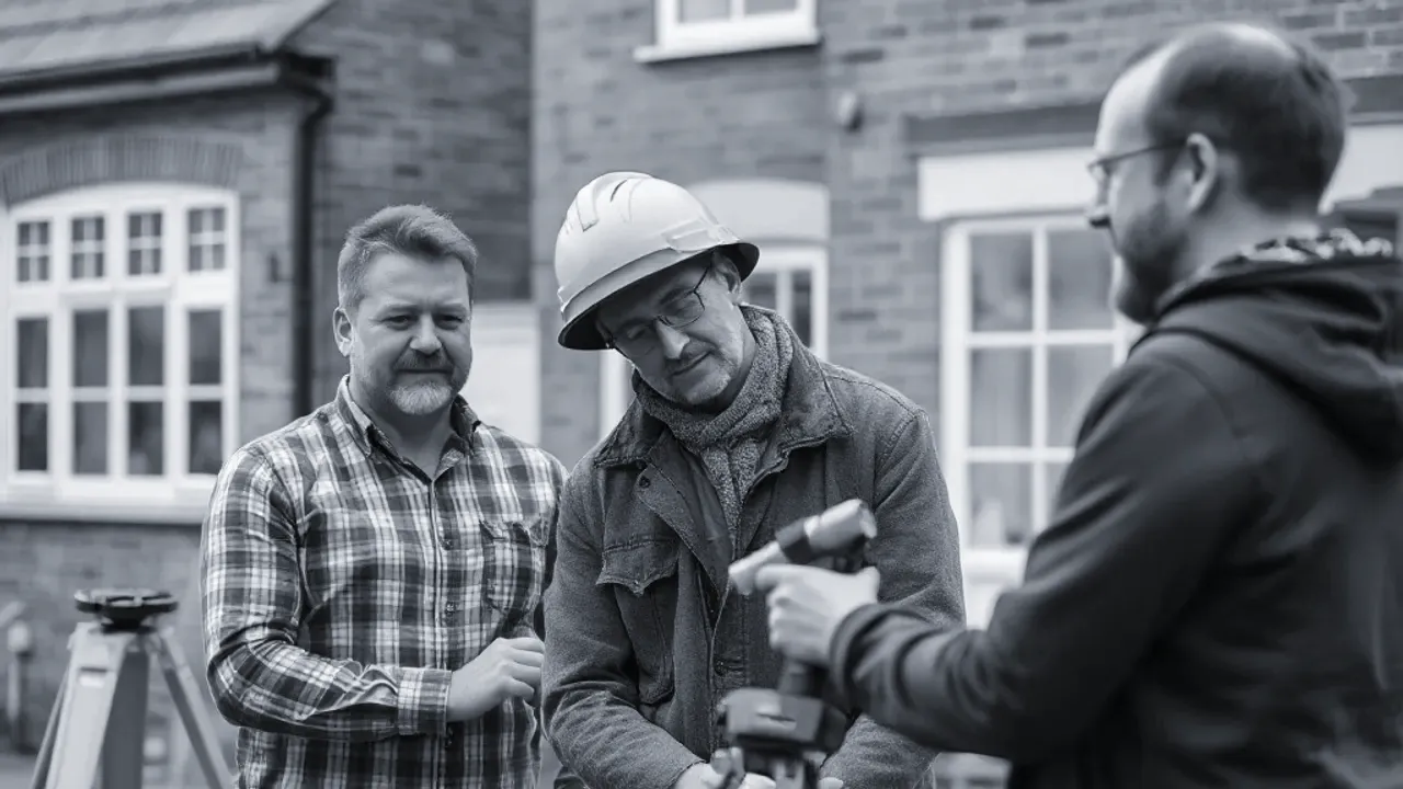 Two professionals working on property surveying near Leicester